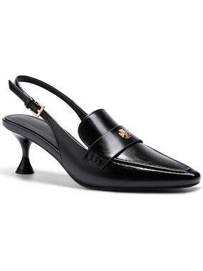 Women's Cool Black Faux Leather Pointed Toe Slip On Ankle Buckle Heel Pumps